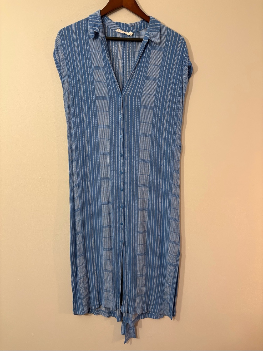 Lush Blue & White Striped Midi Shirtdress — Size M 🌊